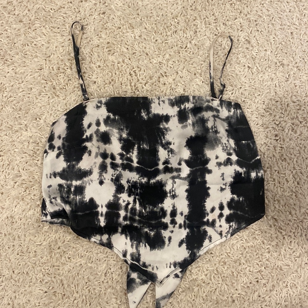 Black & white tie dye tank top
